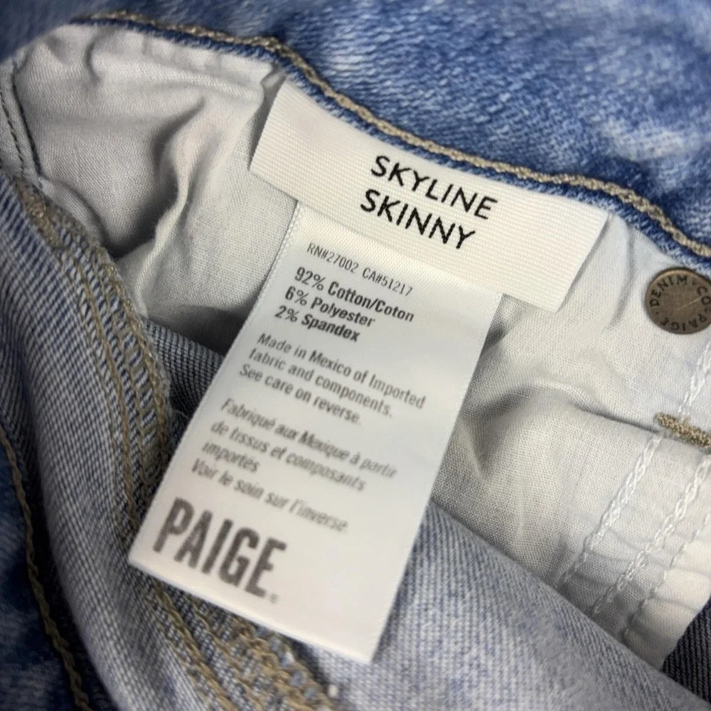 Paige Skyline Skinny Jeans Womens 27 Light Wash Blue Mid Rise Stretch Denim